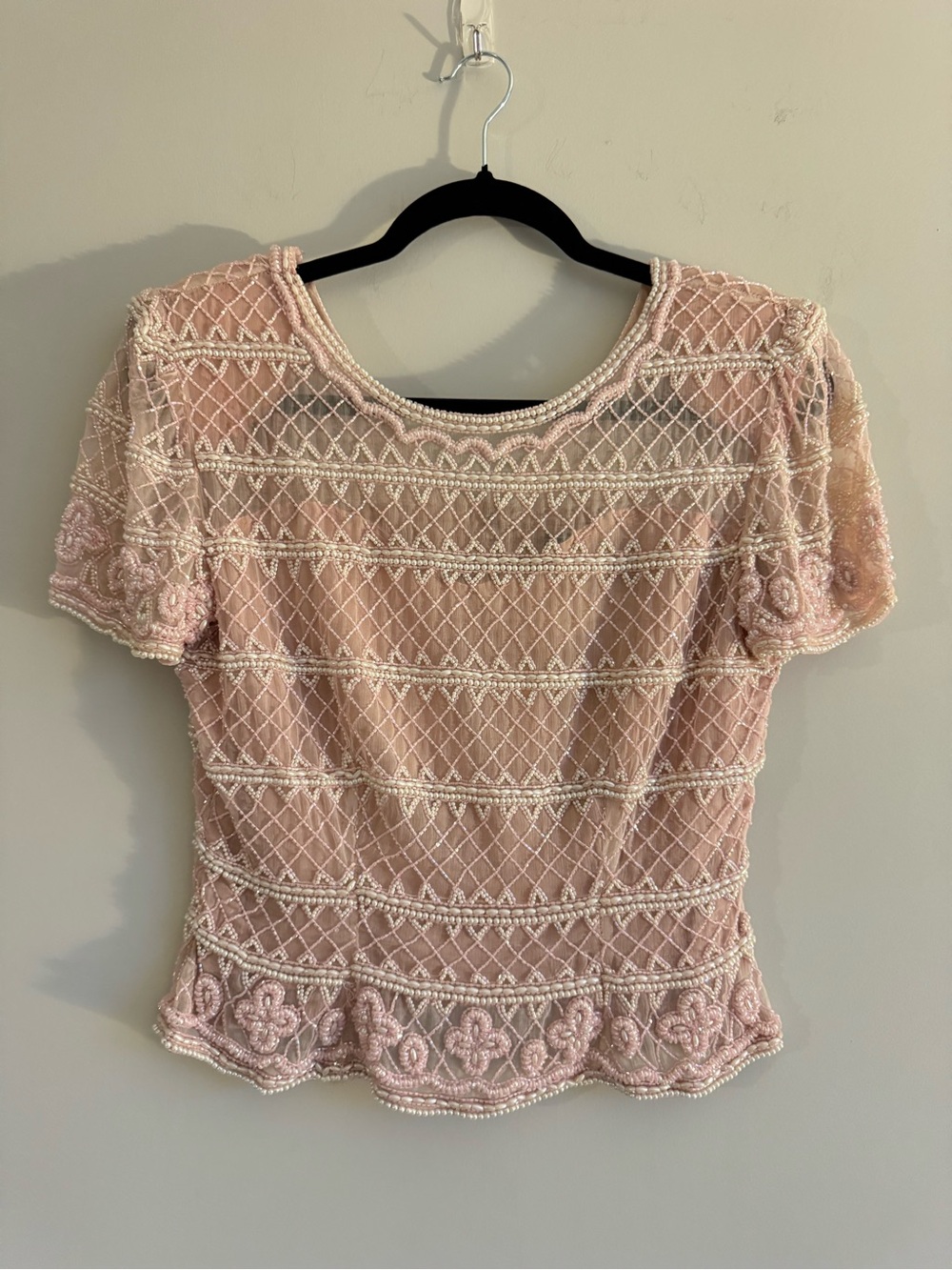 Vintage Royal Feelings Pure Silk Beaded Embellished Pink Princess Lined Blouse